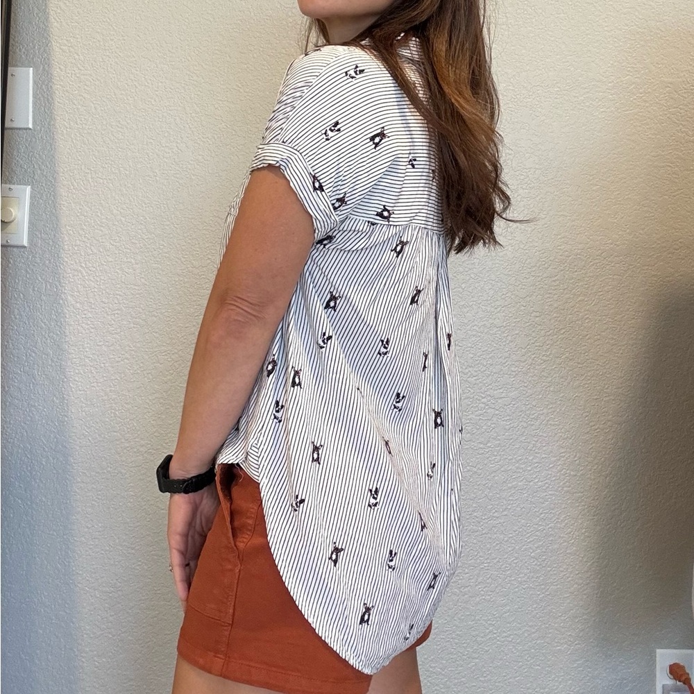 Jane + Delancey Black and White French Bulldog Print Button-Down Shirt - Picture 10 of 10